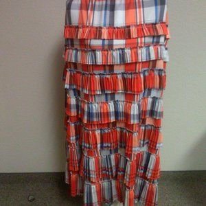 Plaid A-Line Skirt in Red and Blue